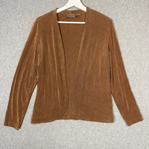 Chico's Sweaters - Chico's Travelers Women's Size 1 Acetate Brown Cardigan Sweater USA